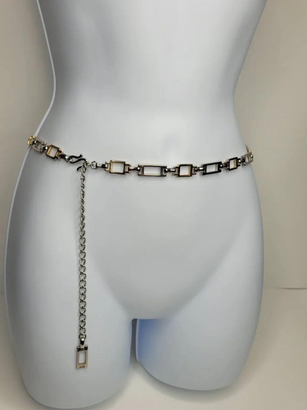 Gold silver tone square chain festival boho artsy unique belt adjustable